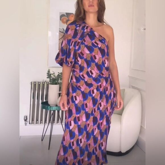 Zara Studio Limited Edition One Shoulder Geometric Dress Size Medium - Picture 1 of 4
